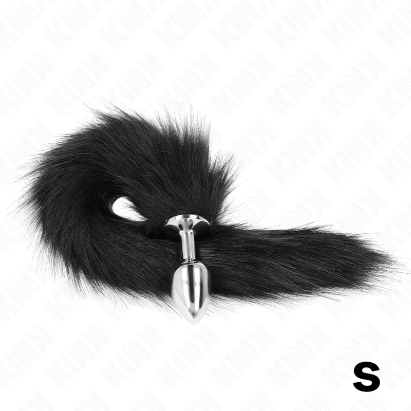 KINK - PLUG ANAL TAILLE S 7 X 3 CM AVEC QUEUE SYNTHÉTIQUE 40 CM NOIR - Sensualia