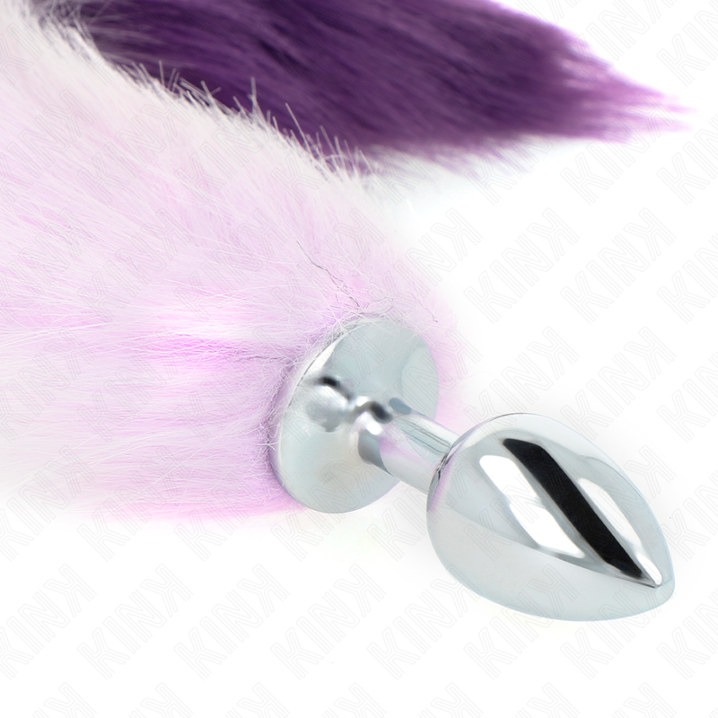 KINK - PLUG ANAL TAILLE S 7 X 3 CM AVEC QUEUE SYNTHÉTIQUE 40 CM VIOLET - Sensualia