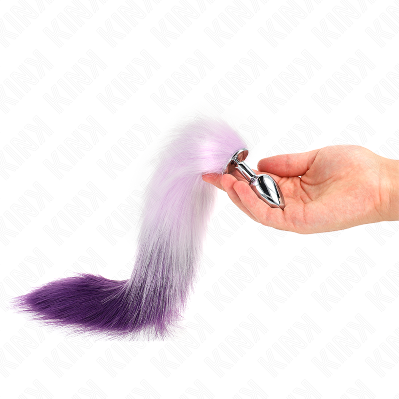 KINK - PLUG ANAL TAILLE S 7 X 3 CM AVEC QUEUE SYNTHÉTIQUE 40 CM VIOLET - Sensualia