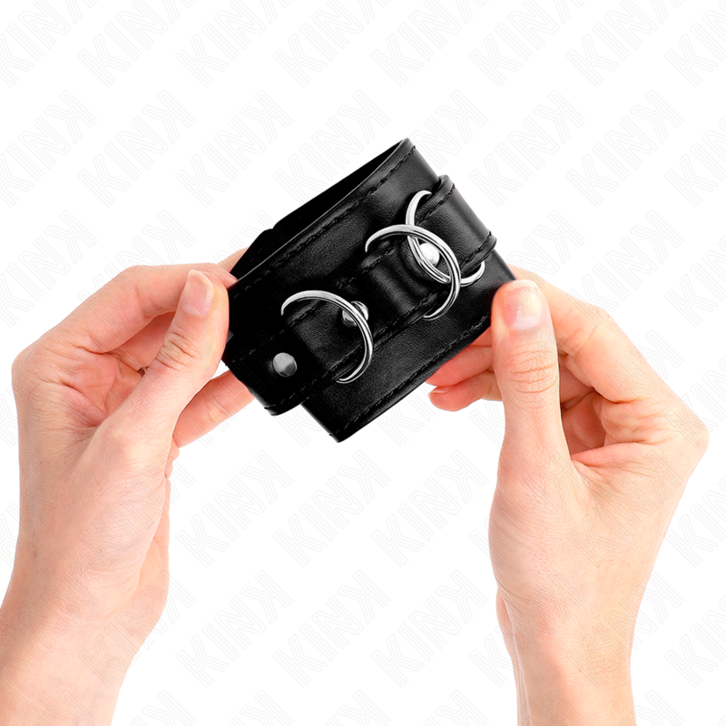 KINK - 3 APPAREILS-POIGNETS AJUSTABLES NOIR 17,5-25 CM X 6 CM - Sensualia
