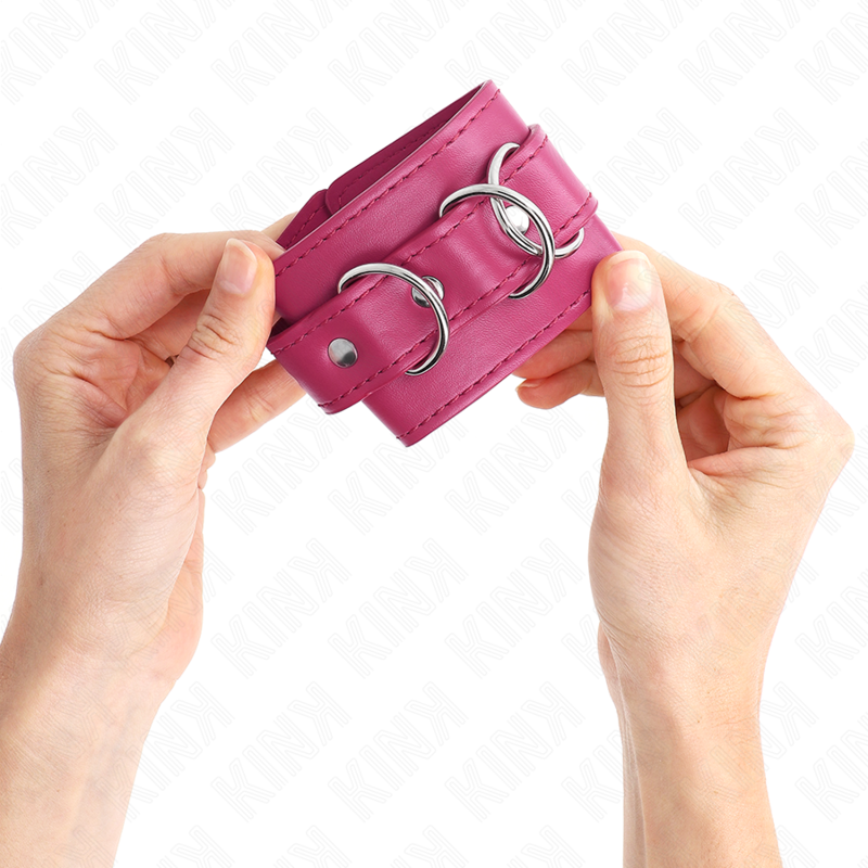 KINK - 3 APPAREILS-POIGNETS AJUSTABLES ROSE 17,5-25 CM X 6 CM - Sensualia