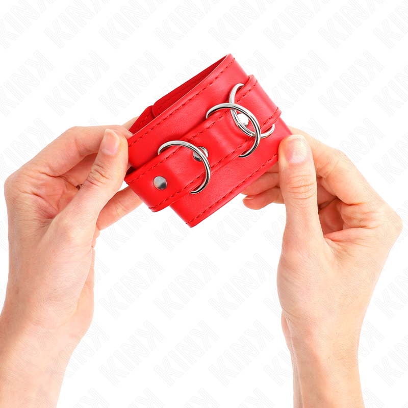 KINK - 3 APPAREILS-POIGNETS AJUSTABLES ROUGE 17,5-25 CM X 6 CM - Sensualia