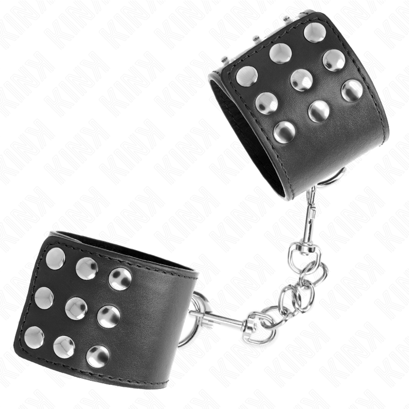 KINK - APPUI-POIGNETS AVEC BOUTON-PRESSION NOIR RÉGLABLE 19-24 CM X 5,5 CM - Sensualia