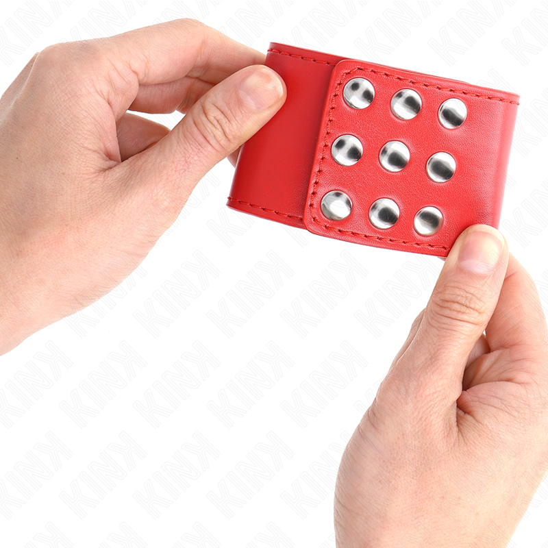 KINK - APPUI-POIGNETS AVEC BOUTON-PRESSION ROUGE RÉGLABLE 19-24 CM X 5,5 CM - Sensualia