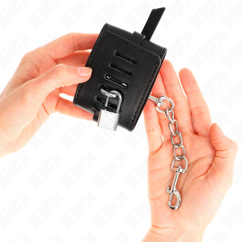 KINK - APPUI-POIGNETS VERROUILLABLES DELUXE NOIR AJUSTABLE 14,5-21 CM X 6 CM - Sensualia