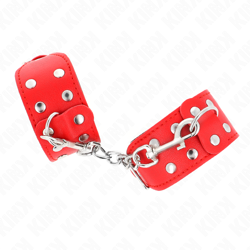 KINK - BRACELETS AVEC DOUBLE LIGNE DE CLOUS RÉGLABLES ROUGE - Sensualia