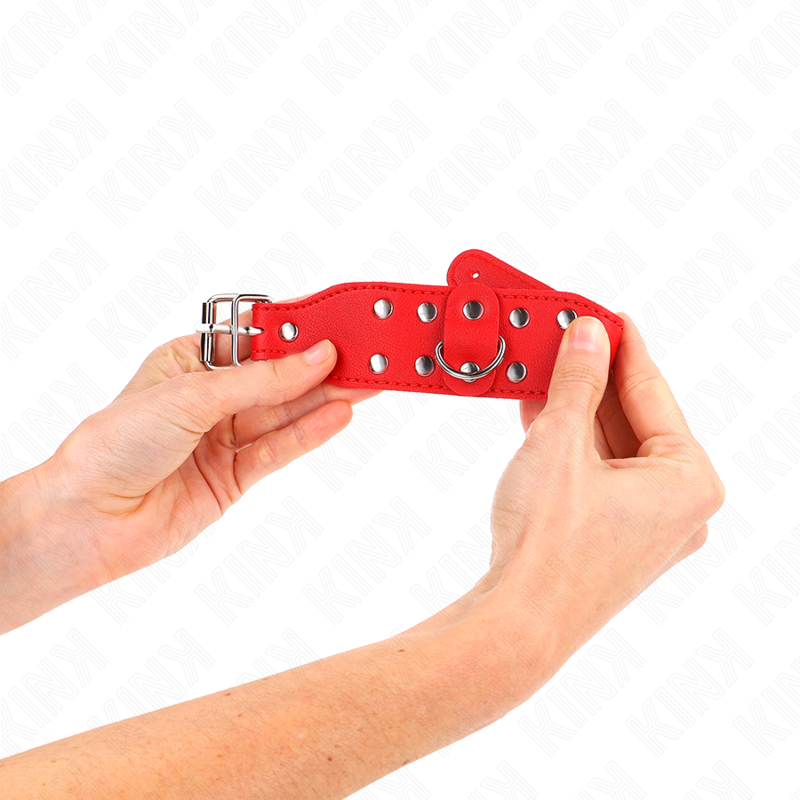 KINK - BRACELETS AVEC DOUBLE LIGNE DE CLOUS RÉGLABLES ROUGE - Sensualia