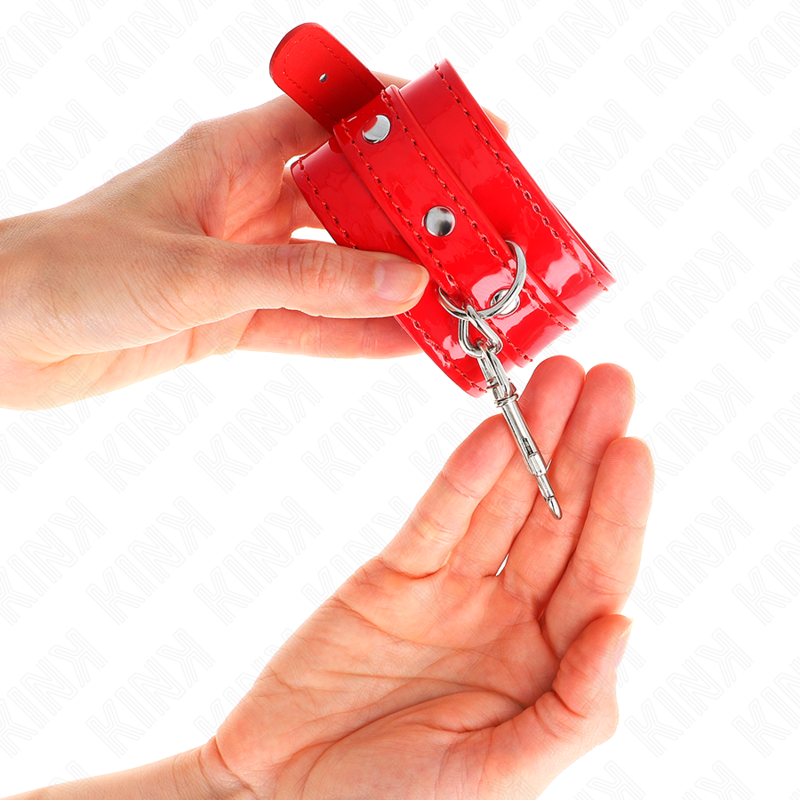 KINK - MANCHETTES BRILLANTES ROUGE AJUSTABLES 23-33 CM - Sensualia