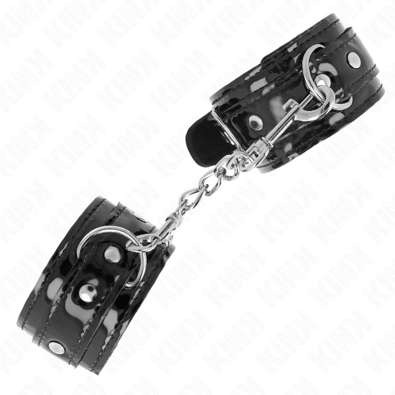 KINK - POIGNETS EN NÉOPRÈNE BRILLANT AJUSTABLES 17-24 CM X 4,5 CM - Sensualia