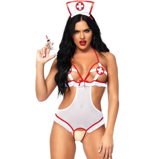 LEG AVENUE - NURSE TEDDY OUVERT CROTHLESS TAILLE UNIQUE - Sensualia