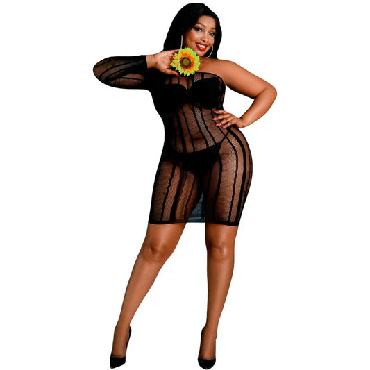 MOONLIGHT - ROBE MODÈLE 5 NOIRE GRANDE TAILLE - Sensualia