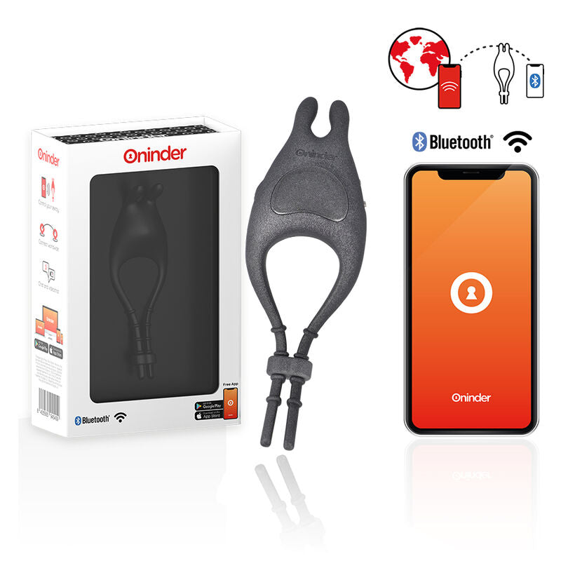 ONINDER - ANNEAU VIBRATEUR RÉGLABLE RECHARGEABLE PAMPA AVEC STIMULATEUR DE CLITORIS 10 VITESSES - APPLICATION GRATUITE - Sensualia