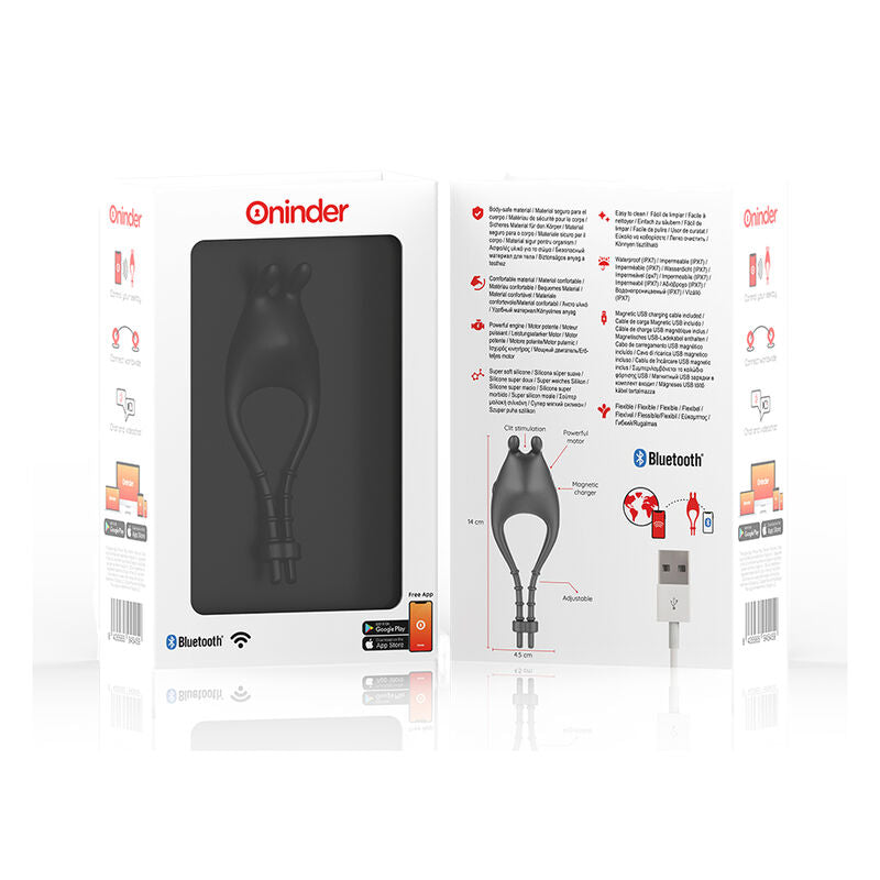 ONINDER - ANNEAU VIBRATEUR RÉGLABLE RECHARGEABLE PAMPA AVEC STIMULATEUR DE CLITORIS 10 VITESSES - APPLICATION GRATUITE - Sensualia