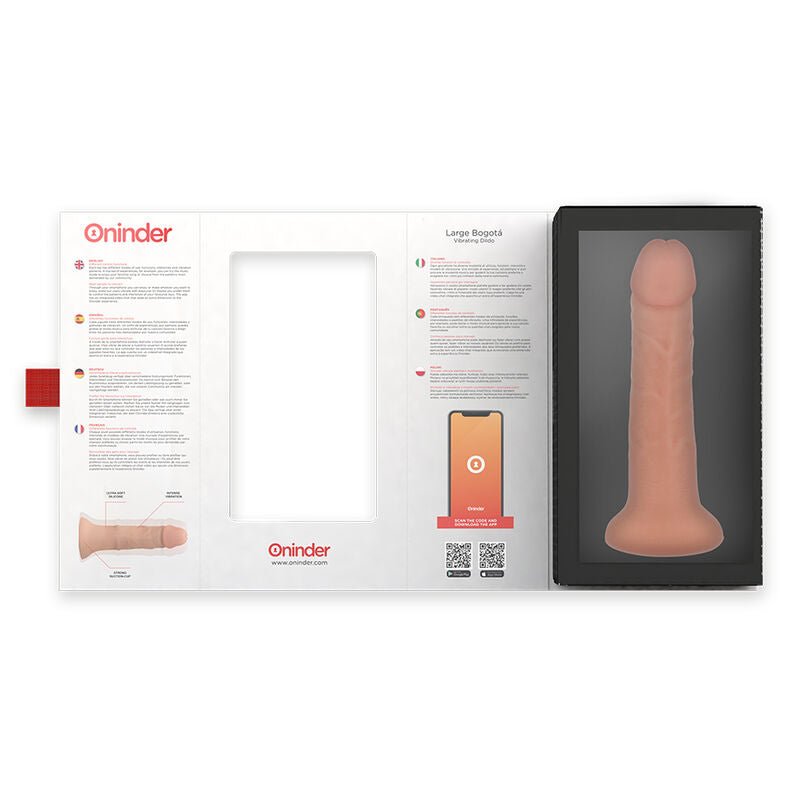 ONINDER - GRAND GODE VIBRATEUR BOGOTÁ 9 VITESSES NATUREL 22 CM -O- 4,5 CM - APPLICATION GRATUITE - Sensualia