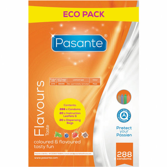 PASANTE - PRÉSERVATIFS ECO PACK SAVEURS SAC 288 UNITÉS - Sensualia