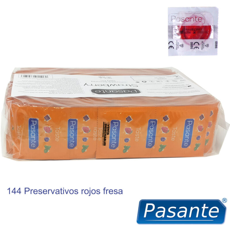 PASANTE - PRÉSERVATIFS SAVEUR FRAISE SAC 144 UNITÉS - Sensualia