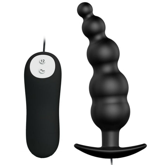 PRETTY LOVE - PLUG ANAL SILICONE EXTRA STIMULATION ET 12 MODES DE VIBRATION NOIR - Sensualia