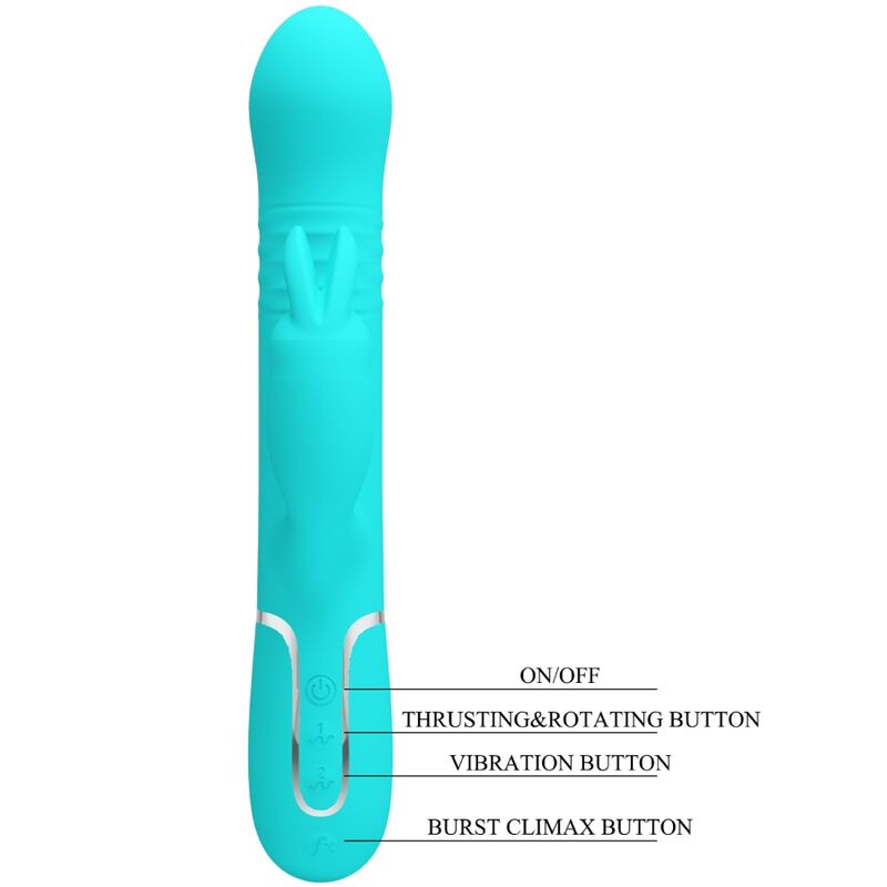 PRETTY LOVE - VIBRATEUR COALE RABBIT PERLES VERT AQUA - Sensualia