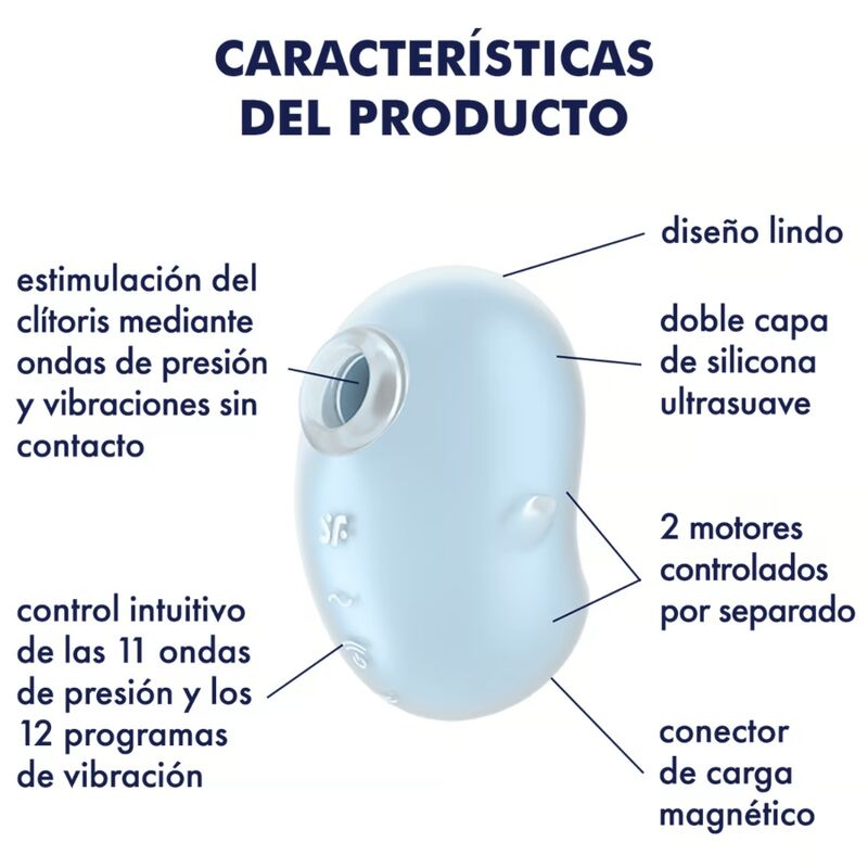 SATISFYER - CUTIE GHOST VIBRATEUR POSER BLEU CLAIR - Sensualia