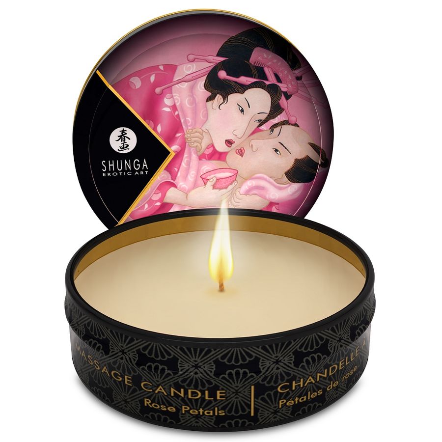 SHUNGA - BOUGIE DE MASSAGE MINI CARESS BY CANDELIGHT ROSES 30 ML - Sensualia