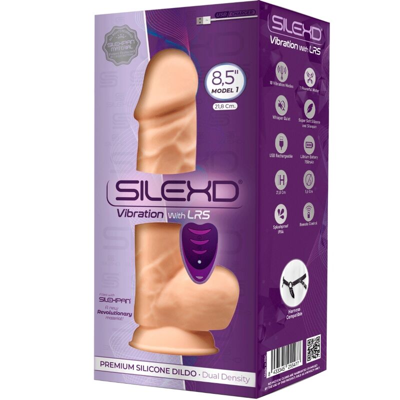 SILEXD - MODÈLE 1 VIBRATEUR PÉNIS RÉALISTE SILICONE PREMIUM SILEXPAN TÉLÉCOMMANDE 21.8 CM - Sensualia