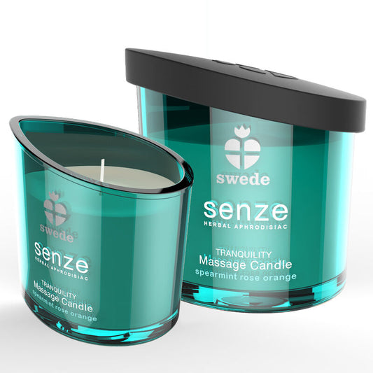 SWEDE - BOUGIE DE MASSAGE SWEEDE SENZE TRANQUILITY MENTHE VERTE, ROSE, ORANGE - Sensualia